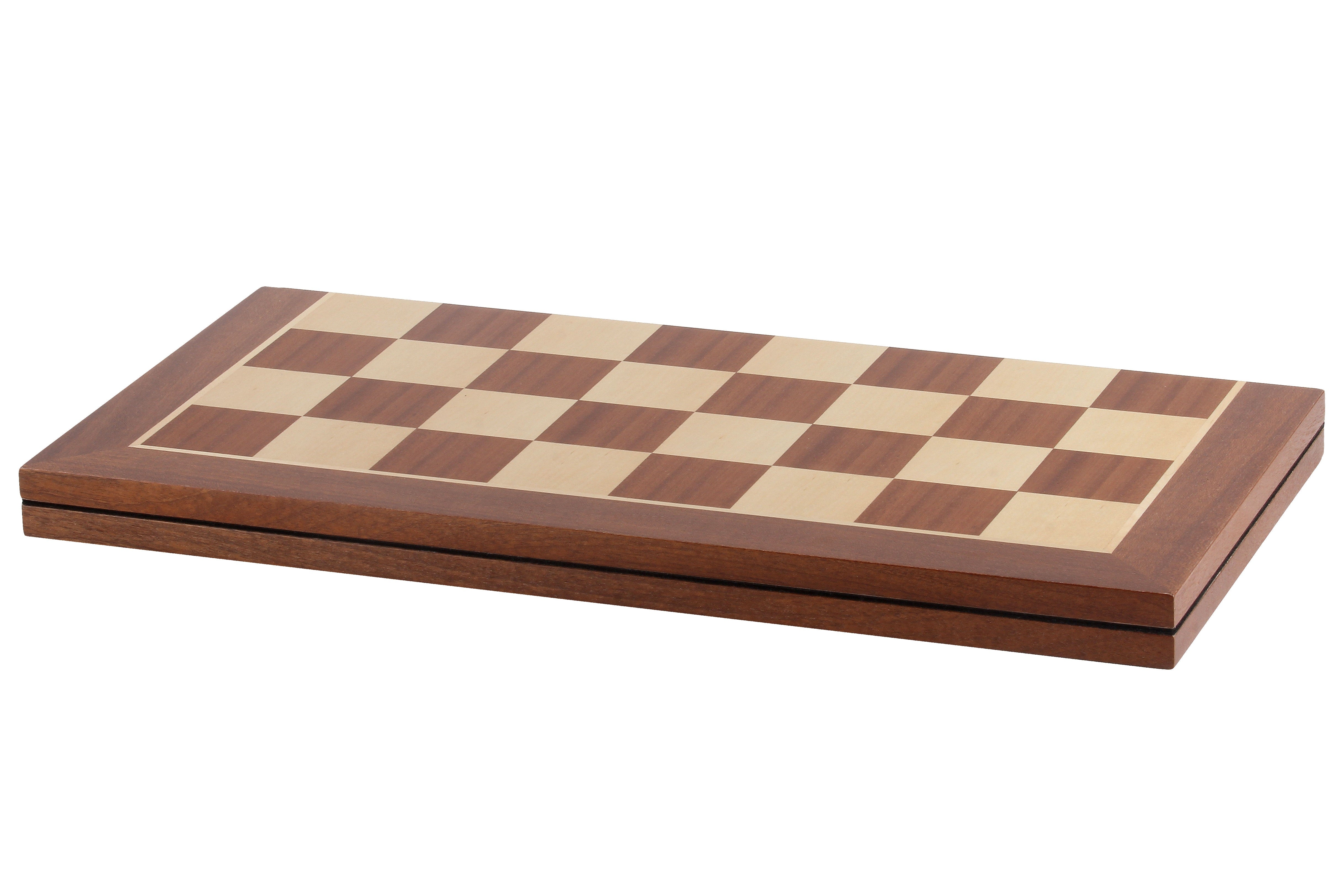 Echiquier pliant en marqueterie de bois d'acajou et sycomore - plateau pliant de Taille 5 sans coordonnées - Echiquier pliant en marqueterie de bois d'acajou et sycomore - plateau pliant de Taille 5 sans coordonnées