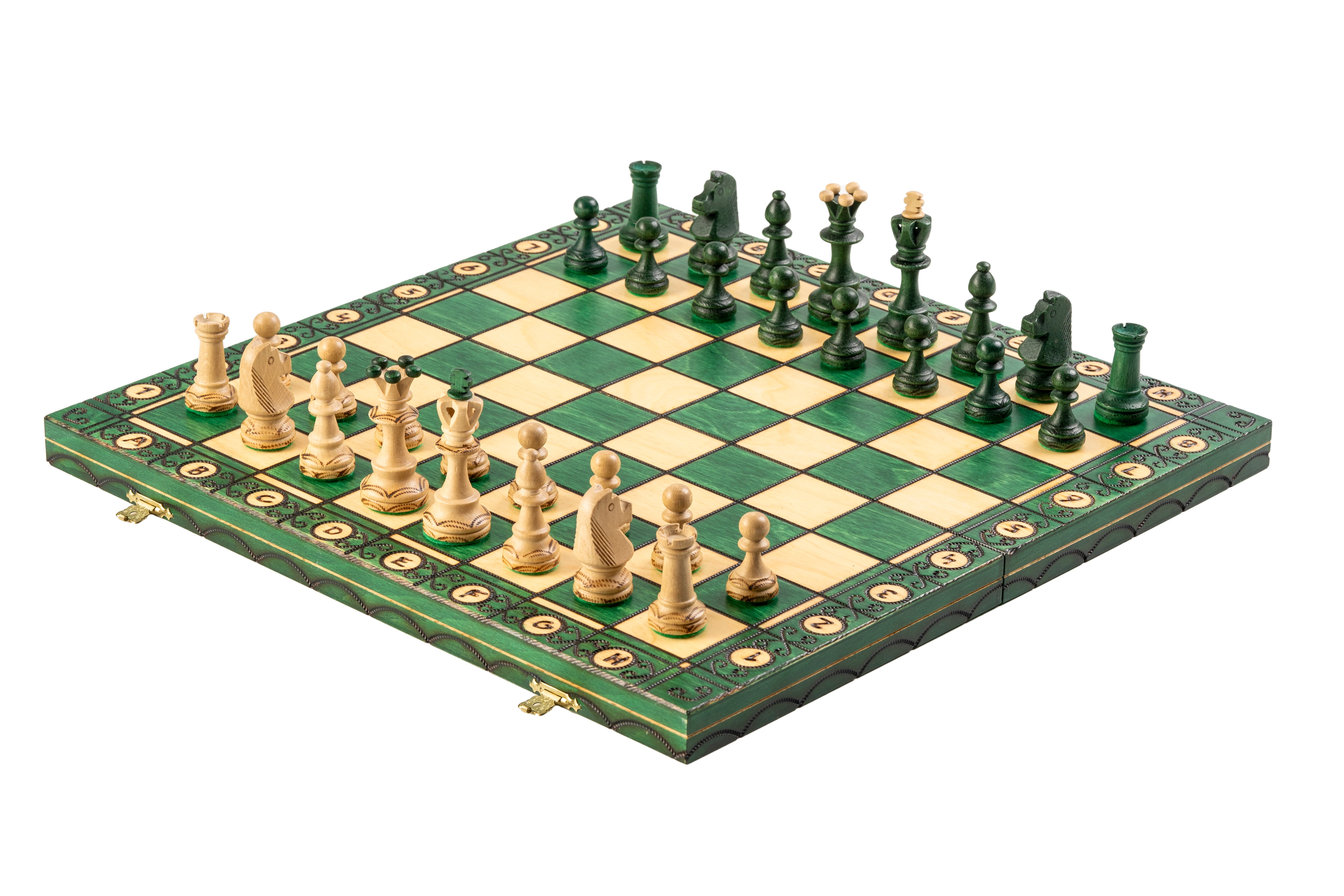 Jeu d'échecs SENATEUR Green en bois de charme, de taille moyenne (41 x 41cm) - Ensemble Complet Vert - 788af353259bf4987d5e047dd0738278