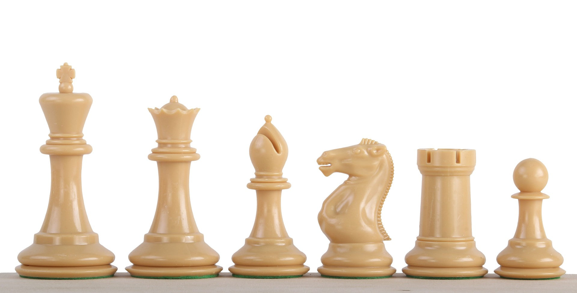 Pièces d'échecs plastique plombées et feutrées - pièces blanches et crème de taille 6 - 08924c2d0d5893443907280dee5bcb07