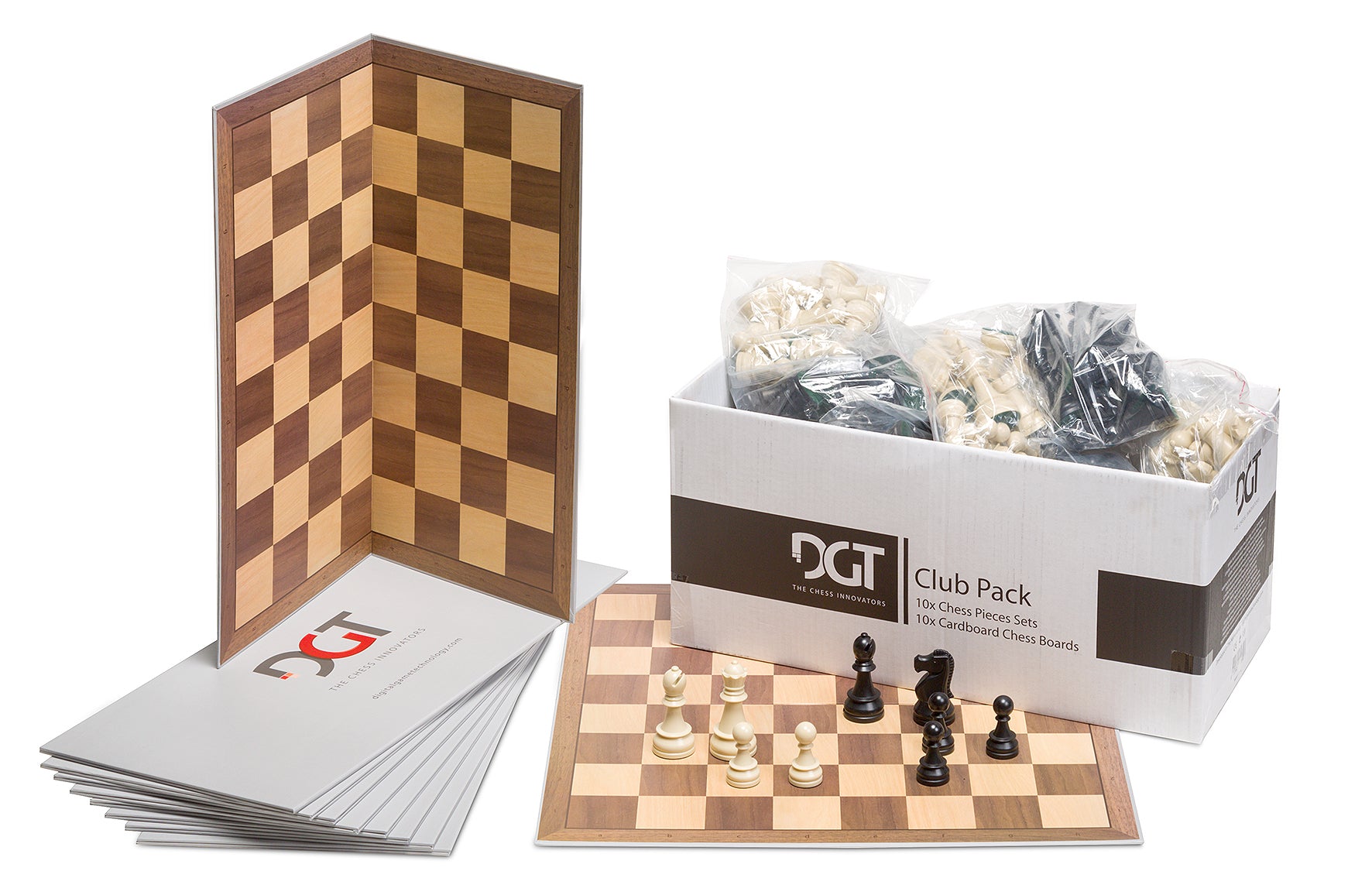 PACK CLUB DGT - l'ensemble destiné aux clubs et écoles d'échecs qui comprend 10 x set : pieces d'échecs + échiquiers de taiile 6 - 1a3900797edd13535a7f2b927eecf18e