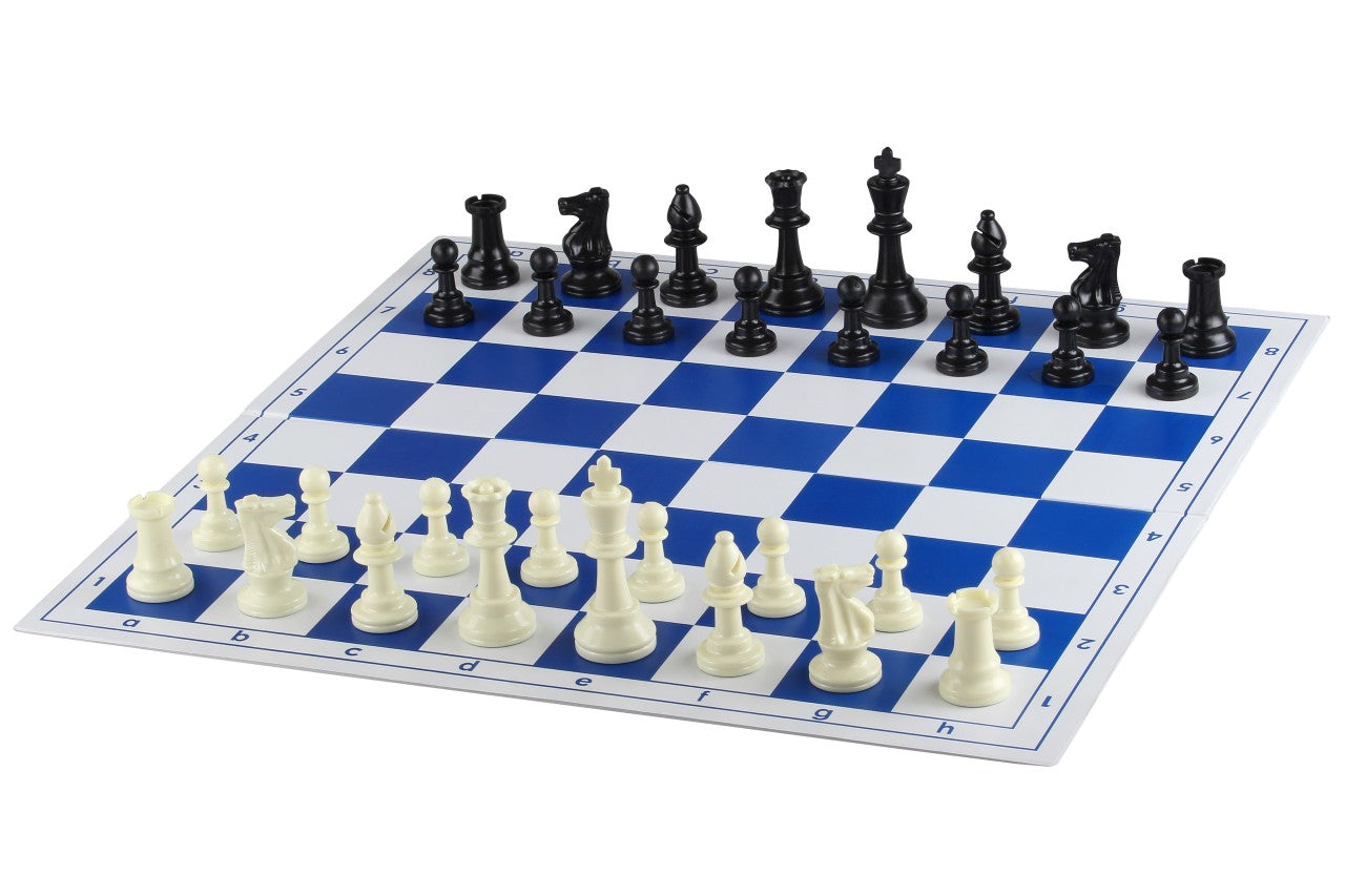 Échiquier plastique pliant en 2, bleu et blanc - échiquier de tournoi de taille 6 - Échiquier plastique pliant en 2, bleu et blanc - échiquier de tournoi de taille 6