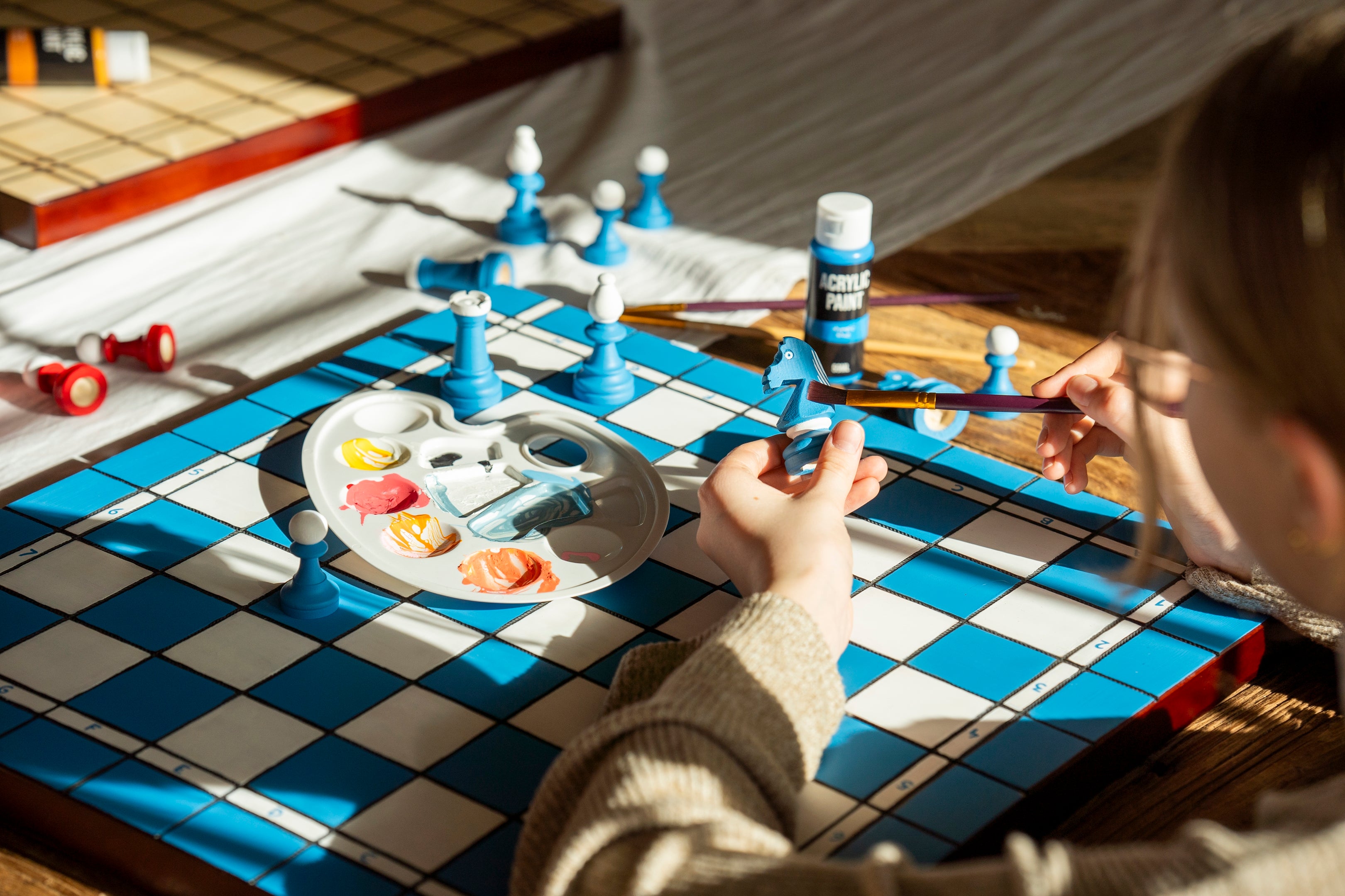 Pièces d'échecs Staunton en bois de charme naturel à peindre soi-même - set de pièces de taille 5 de bricolage - Pièces d'échecs Staunton en bois de charme naturel à peindre soi-même - set de pièces de taille 5 de bricolage