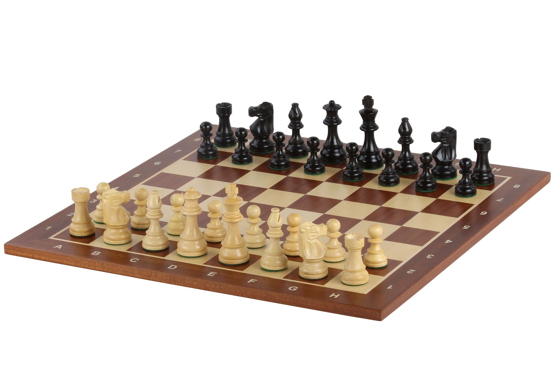 Échiquier avec coordonnées en marqueterie de bois d'acajou et de sycomore + Pièces d'échecs French Ebonized - Ensemble de taille 6 - d09ca33c731cb0c2d34f9ffbe853958b