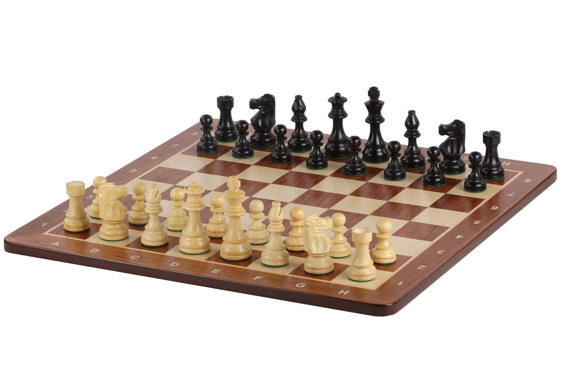 Échiquier avec coordonnées en marqueterie de bois de padouk et sycomore + Pièces d'échecs French Ebonized - Ensemble de taille 6 - Échiquier avec coordonnées en marqueterie de bois de padouk et sycomore + Pièces d'échecs French Ebonized - Ensemble de taille 6