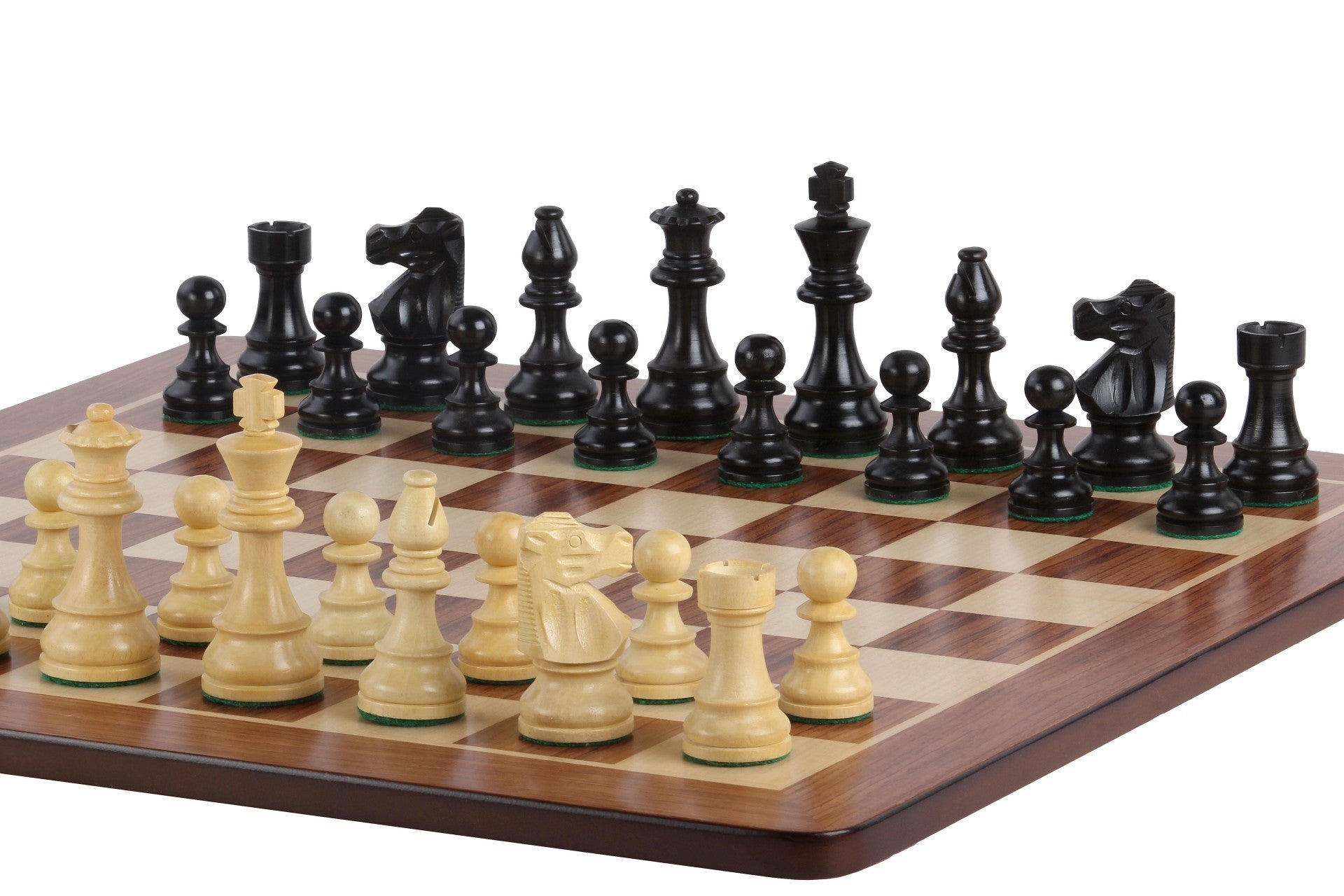 Échiquier avec coordonnées en marqueterie de bois de padouk et sycomore + Pièces d'échecs French Ebonized - Ensemble de taille 5 - 5b32ac54ec167274c95778ded2b0c316