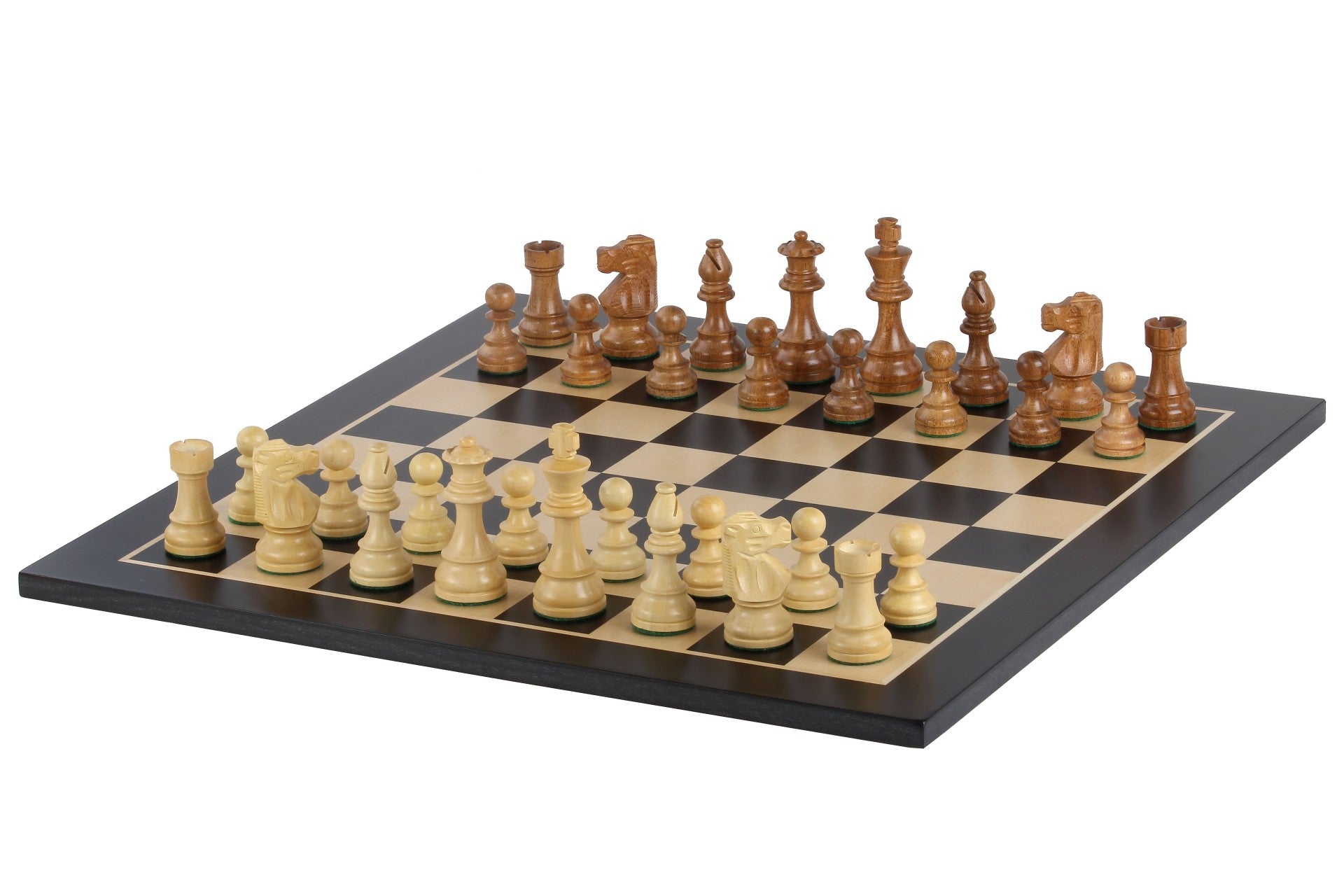 Échiquier Noir en marqueterie de bois de sycomore teinté et naturel + Pièces d'échecs French Acacia - Ensemble de taille 6 - 12472fd0867fef86d30c4730e3245e17