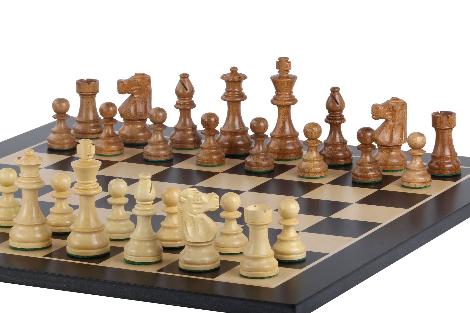 Échiquier Noir en marqueterie de bois de sycomore teinté et naturel + Pièces d'échecs French Acacia - Ensemble de taille 6 - bd49dd1c44ee6379198e66ace957b023