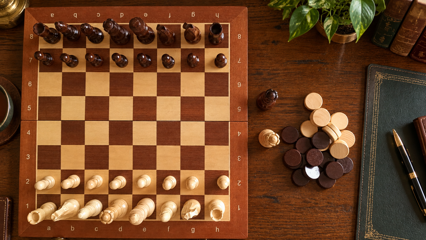 Échecs magnétiques en bois + dames en bois (38 x 38 cm) - Échecs magnétiques en bois + dames en bois (38 x 38 cm)