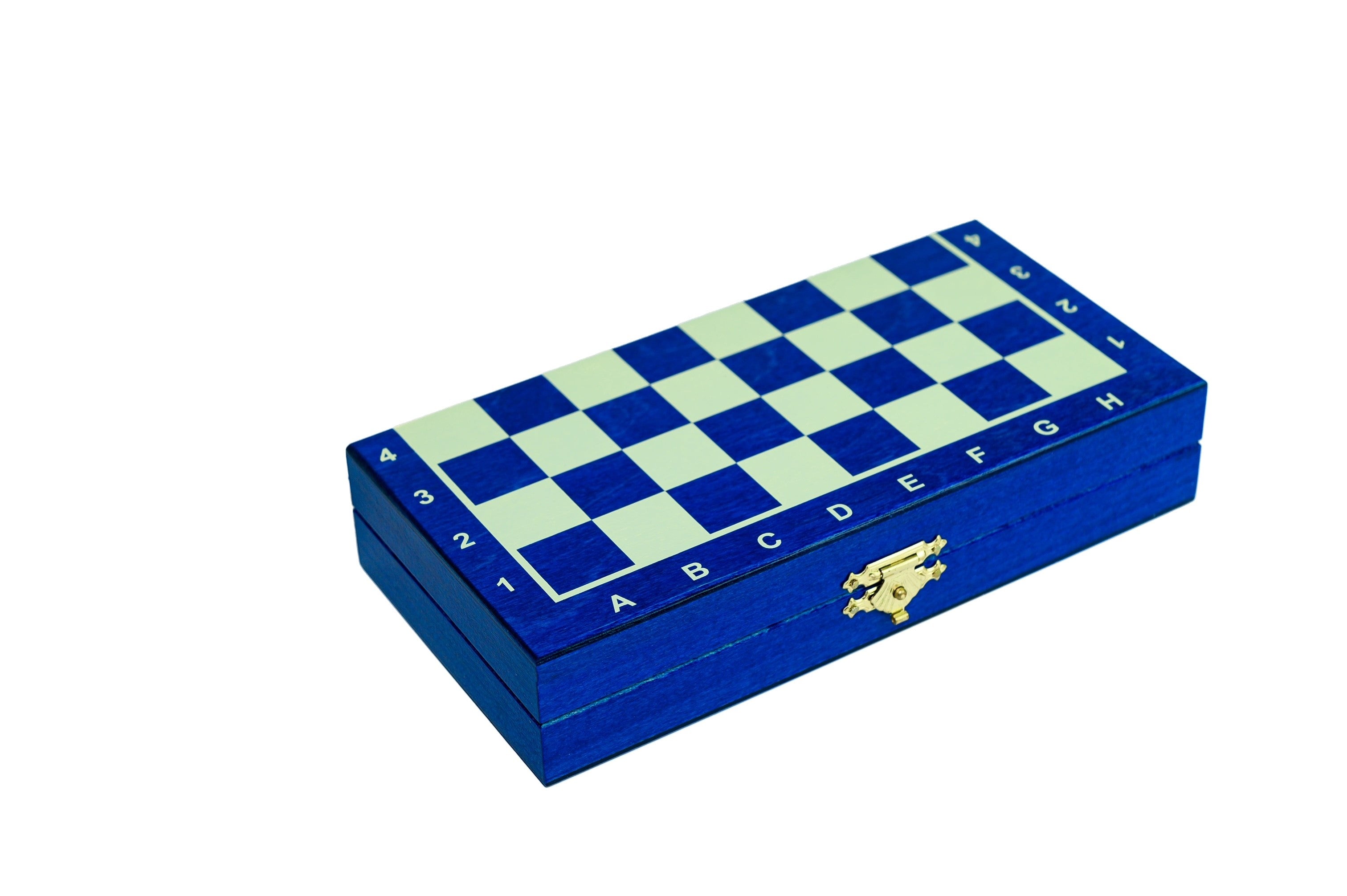 Jeu d'échecs School MINI Blue en bois de charme, pliant, de petite taille (20 x 20cm) - Ensemble Complet - Jeu d'échecs School MINI Blue en bois de charme, pliant, de petite taille (20 x 20cm) - Ensemble Complet
