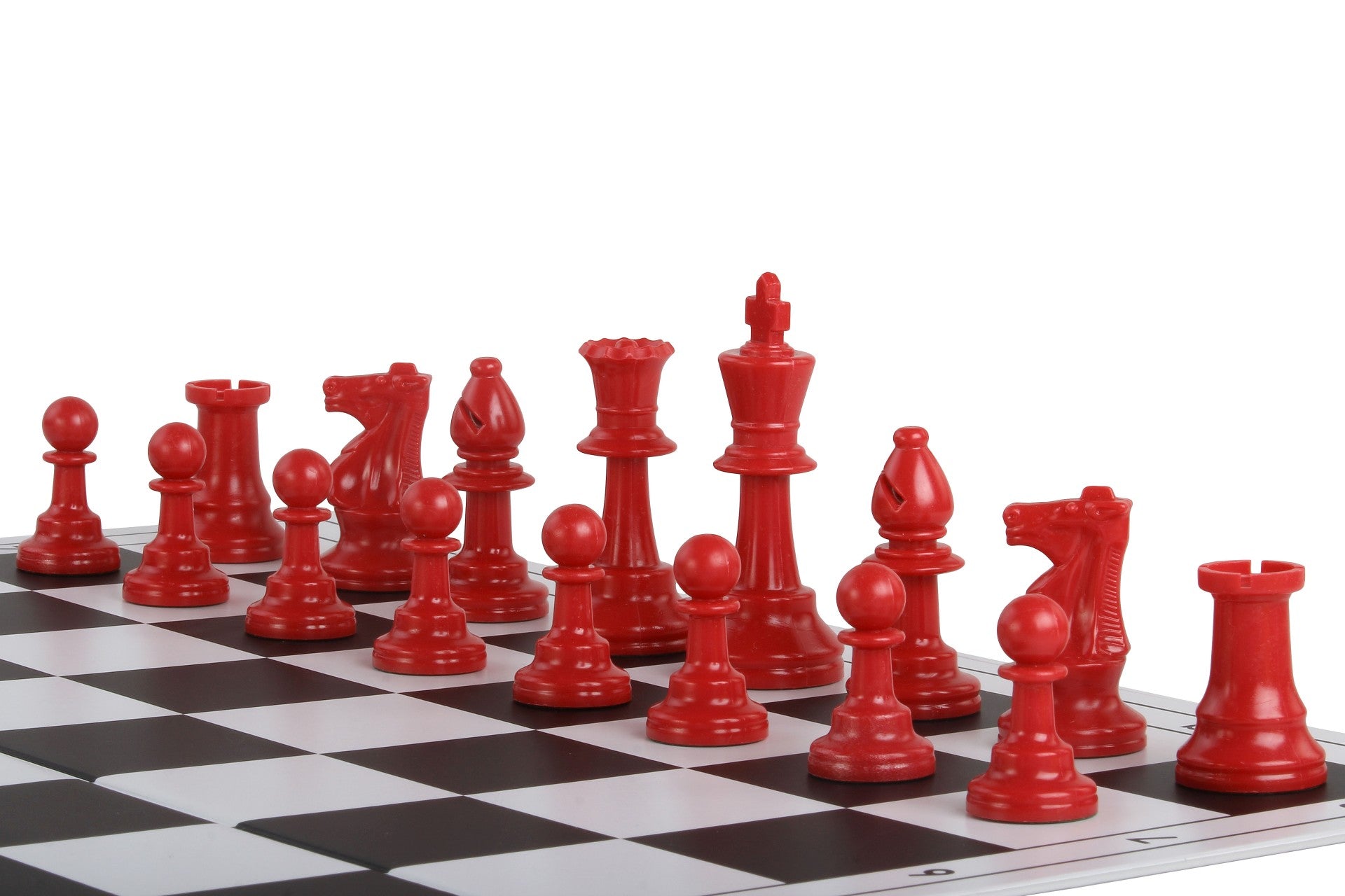 Pièces d'échecs rouges en plastique feutrées de taille 6 - Pièces d'échecs rouges en plastique feutrées de taille 6