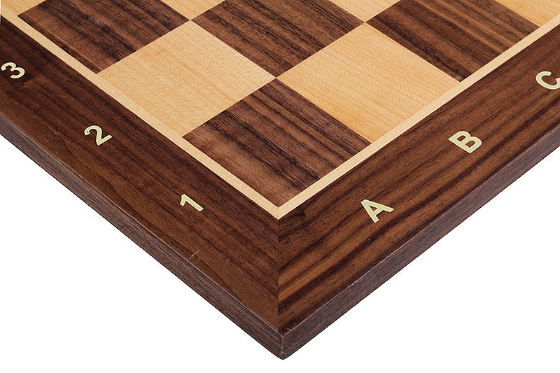 Echiquier en marqueterie de bois de noyer et sycomore - échiquier classique de Taille 4+ avec coordonnées - Echiquier en marqueterie de bois de noyer et sycomore - échiquier classique de Taille 4+ avec coordonnées