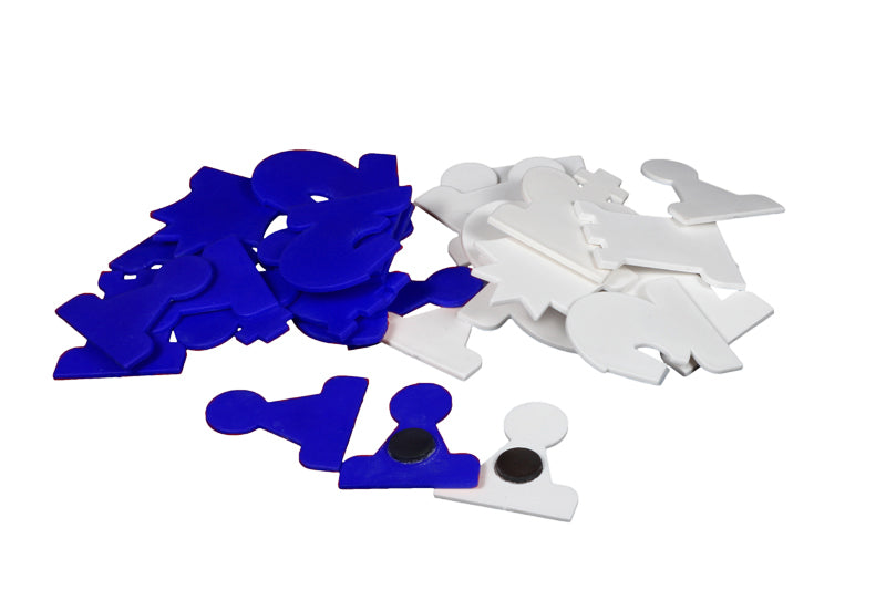 L'ensemble de PIÈCES MAGNÉTIQUES blanches et bleues pour les échiquiers muraux magnétiques de démonstration - L'ensemble de PIÈCES MAGNÉTIQUES blanches et bleues pour les échiquiers muraux magnétiques de démonstration