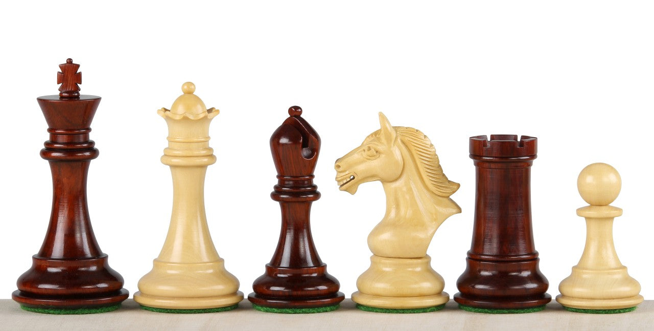 Pièces d'échecs Derby Redwood en bois de padouk et buis - Taille 4,00'' - Pièces d'échecs Derby Redwood en bois de padouk et buis - Taille 4,00''