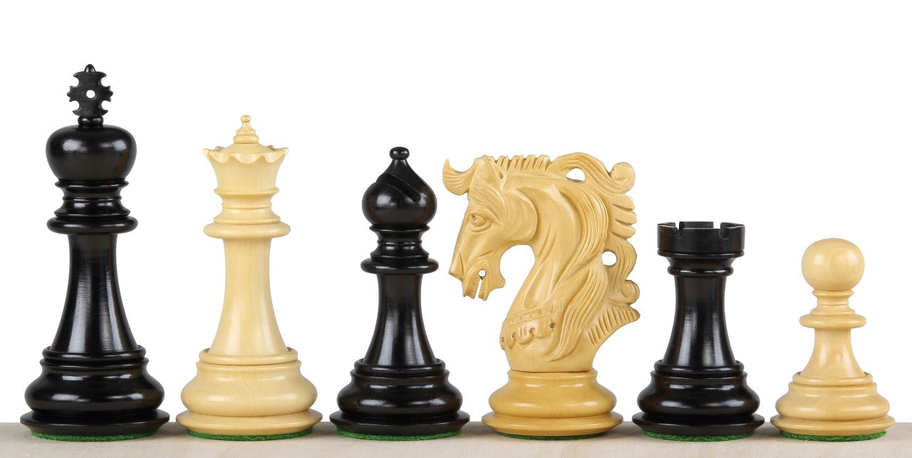 Pièces d'échecs Elvis Ebony en bois d'ébène et de buis - Taille 4,25'' - Pièces d'échecs Elvis Ebony en bois d'ébène et de buis - Taille 4,25''