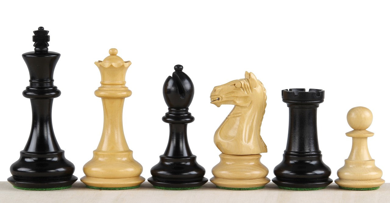 Pièces d'échecs Oxford en bois de buis teinté et naturel - Taille 4,00'' - Pièces d'échecs Oxford en bois de buis teinté et naturel - Taille 4,00''