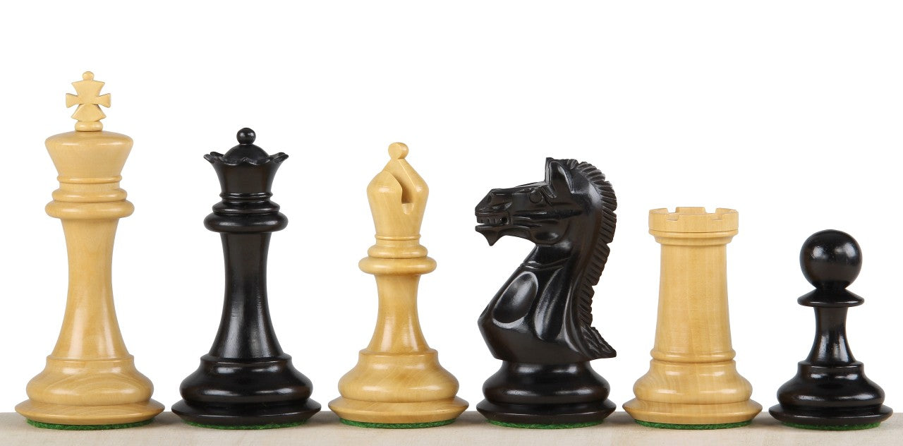 Pièces d'échecs Potish Head Ebony en bois d'ébène et de buis - Taille 3,75'' - Pièces d'échecs Potish Head Ebony en bois d'ébène et de buis - Taille 3,75''