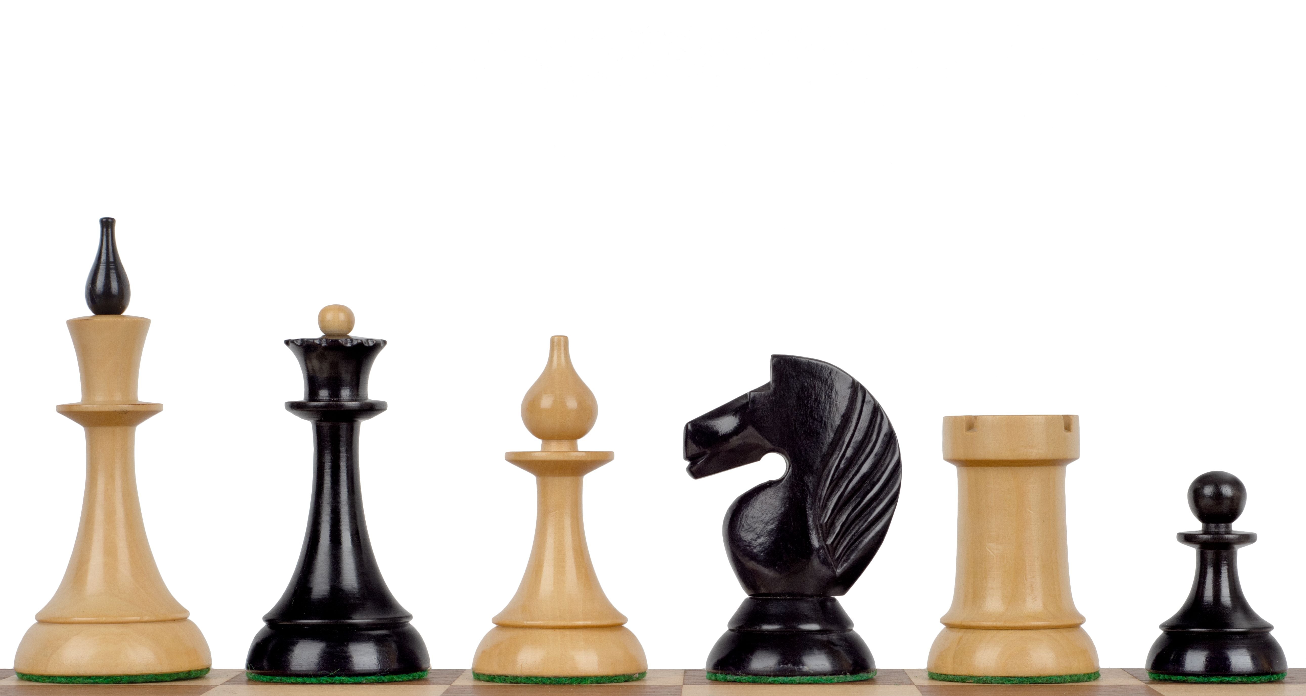 Pièces d'échecs Gambit de la Reine 1957 Ebony en bois d'ébène et buis - Taille 4,00'' - Pièces d'échecs Gambit de la Reine 1957 Ebony en bois d'ébène et buis - Taille 4,00''