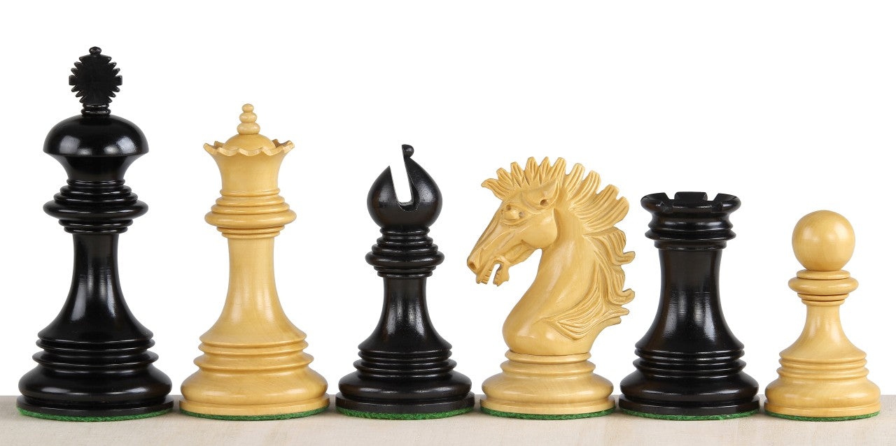 Pièces d'échecs Sunrise en bois d'ébène et de buis - Taille 4,00'' - Pièces d'échecs Sunrise en bois d'ébène et de buis - Taille 4,00''
