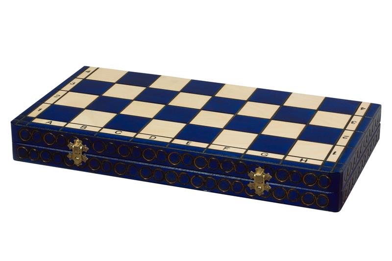 Jeu d'Echecs ROYAL Blue en bois de charme, de grande taille (44 x 44cm) - Ensemble Complet - Jeu d'Echecs ROYAL Blue en bois de charme, de grande taille (44 x 44cm) - Ensemble Complet