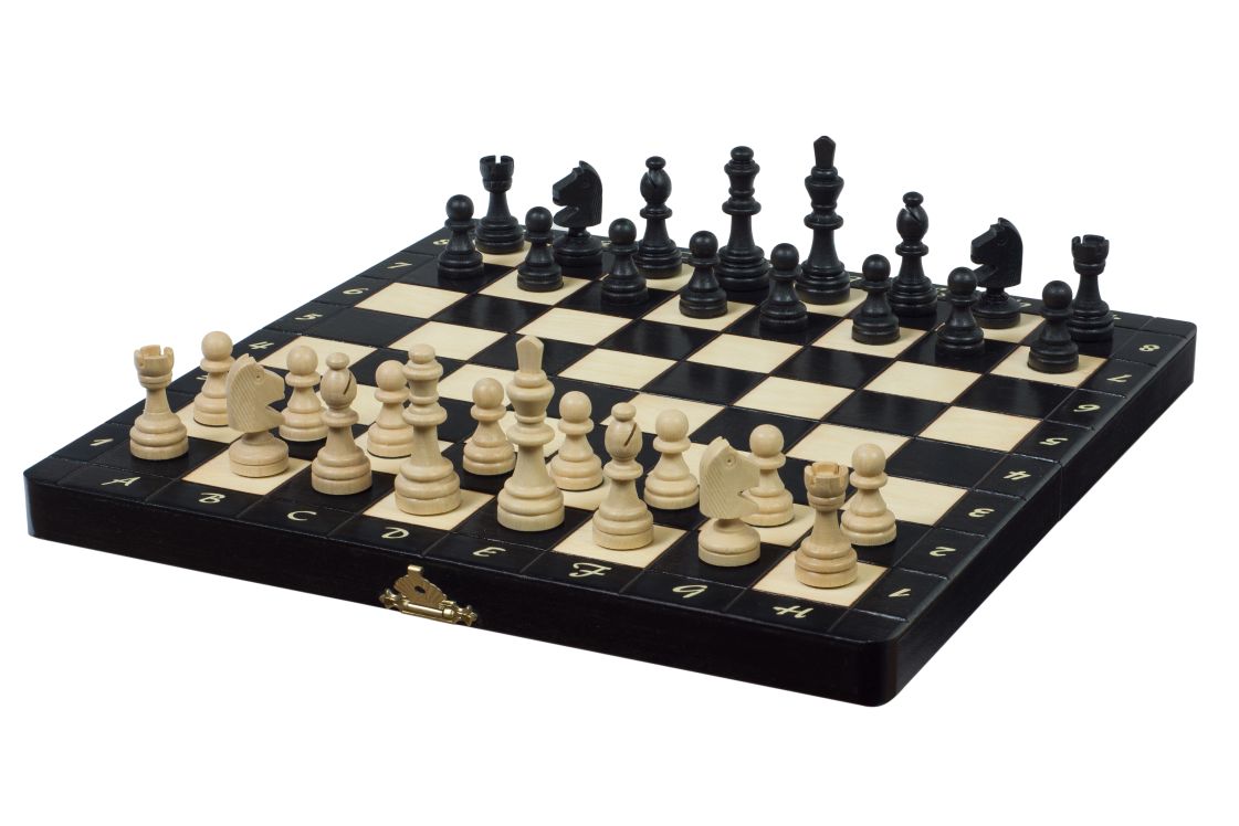 Jeu d'échecs MAGNETIQUE en bois de charme, pliant, de petite taille (28 x 28cm) - Ensemble Complet, couleur noire - Jeu d'échecs MAGNETIQUE en bois de charme, pliant, de petite taille (28 x 28cm) - Ensemble Complet, couleur noire