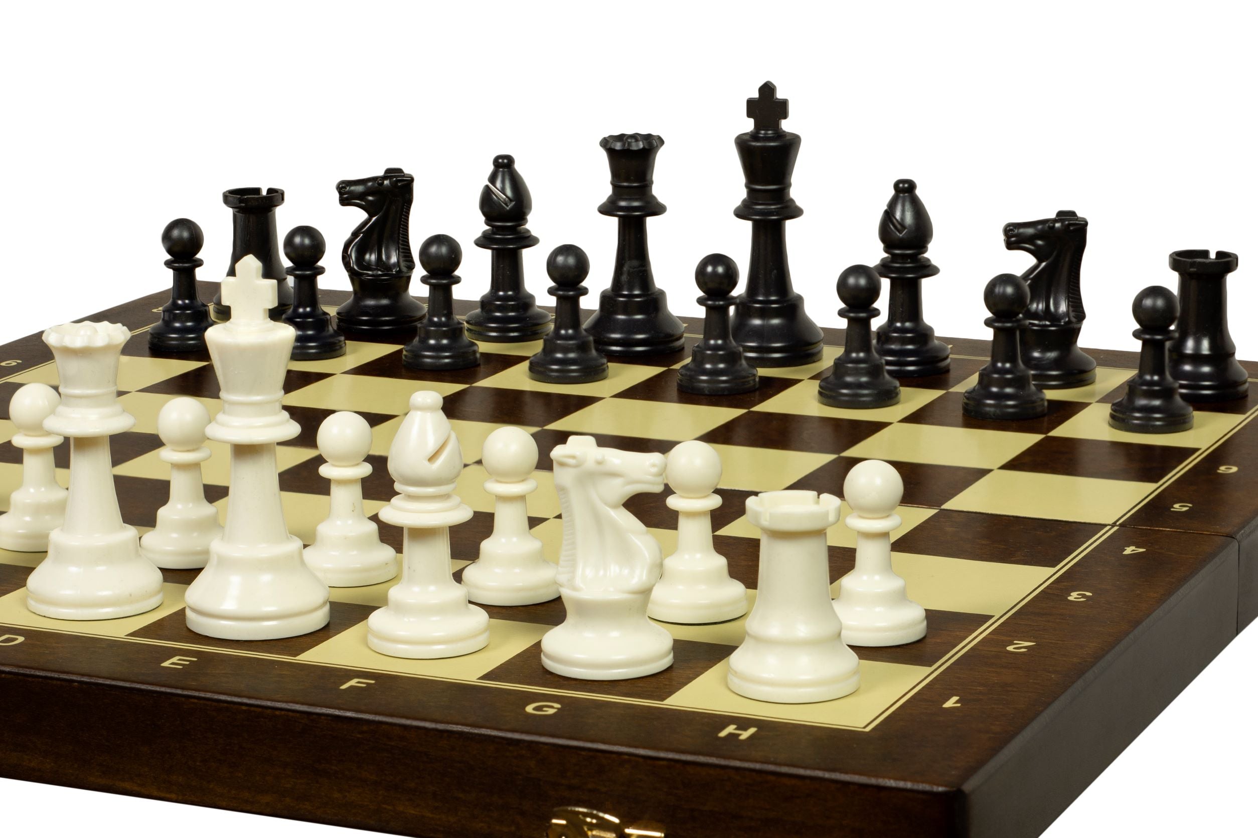 Jeu d'échecs d'entraînement de grande taille - échiquier pliant en bois de taille 5 + pièces d'échecs plombées en plastique de taille 6 - Jeu d'échecs d'entraînement de grande taille - échiquier pliant en bois de taille 5 + pièces d'échecs plombées en plastique de taille 6