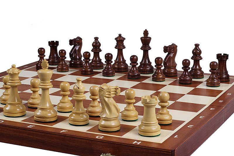 Jeu d'échecs de tournoi avec les pièces American Classic en bois d'acacia et buis de taille 4 (40x40cm) - L'ensemble complet - Jeu d'échecs de tournoi avec les pièces American Classic en bois d'acacia et buis de taille 4 (40x40cm) - L'ensemble complet