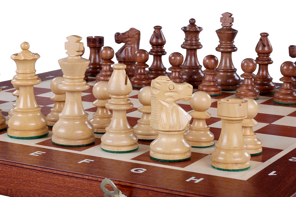 Jeu d'échecs de tournoi avec les pièces French en bois d'acacia et de buis de taille 5 (48x48cm) - L'ensemble complet - Jeu d'échecs de tournoi avec les pièces French en bois d'acacia et de buis de taille 5 (48x48cm) - L'ensemble complet