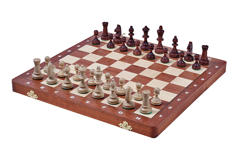 Jeu d'échecs de Tournoi en marqueterie de bois d'acajou et sycomore de taille 4 - Ensemble Complet avec 2 Dames supplémentaires - dff2357545c86405834f2c8b8614cb7a