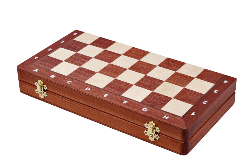 Echiquier pliant en marqueterie de bois d'acajou et de sycomore - coffret luxe de taille 4 (40x40cm) - f272aa1e5418e3c0a046afd0623b1537