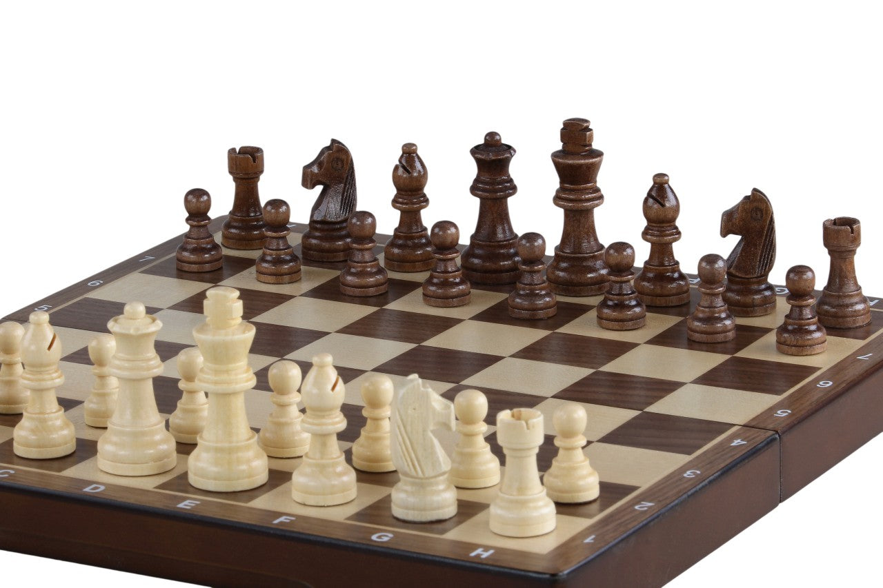 Échiquier magnétique en bois 31 cm (noyer/érable) incrusté - f09be329a328185e9ed93366f9ca8771