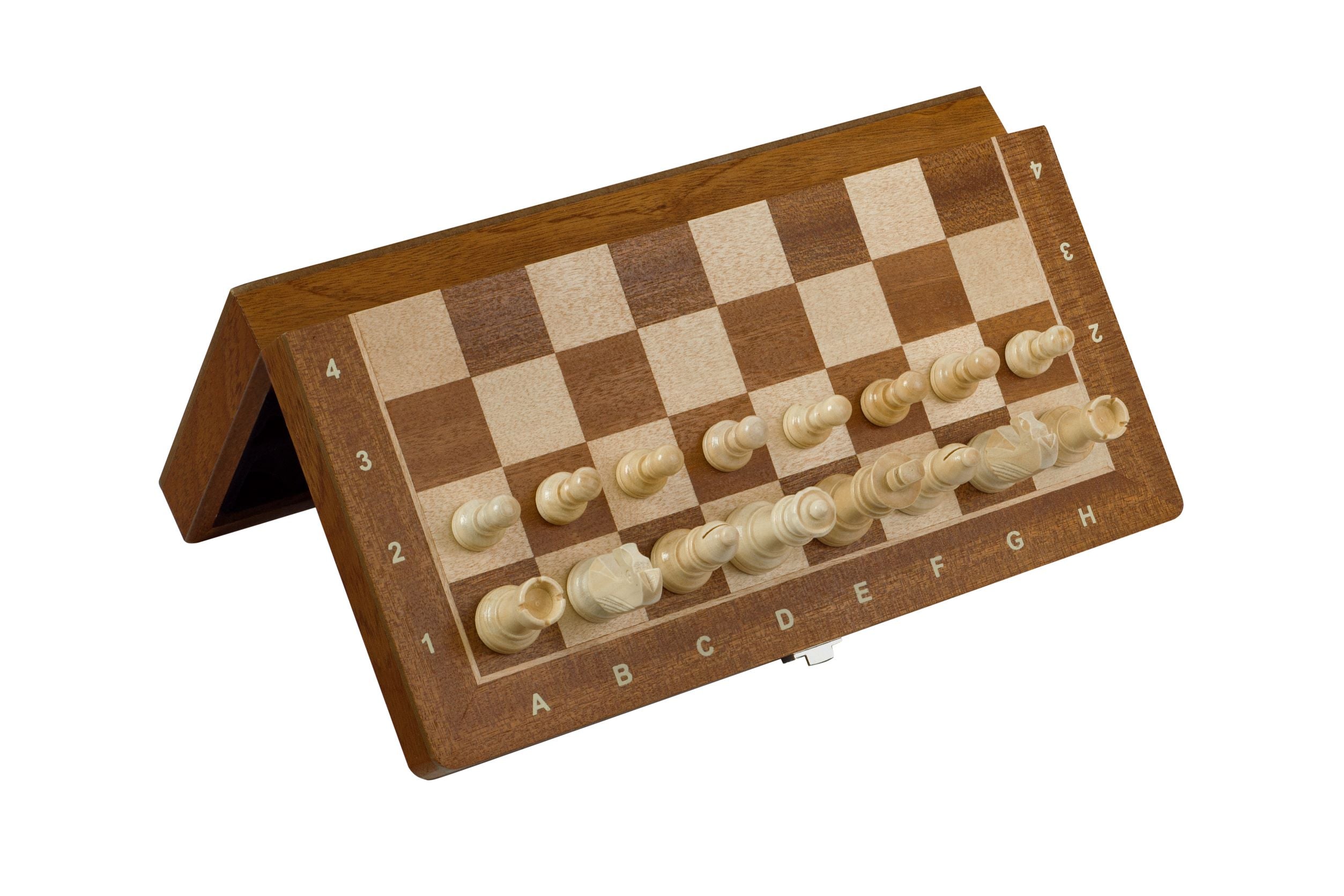 Jeu d'échecs MAGNETIQUE en bois d'acajou, pliant, de petite taille (31 x 31cm) - Ensemble Complet - d837682ad469763249a9ae1f20678332
