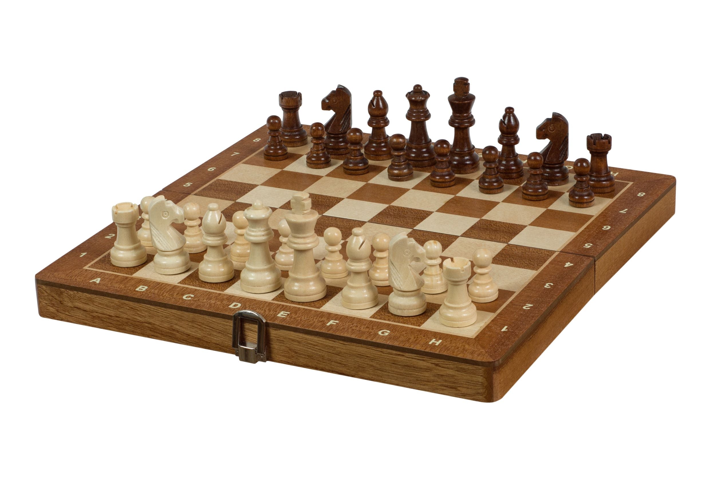 Jeu d'échecs MAGNETIQUE en bois d'acajou, pliant, de petite taille (31 x 31cm) - Ensemble Complet - b3a225ebb92f9659ec0329b9f390d61b