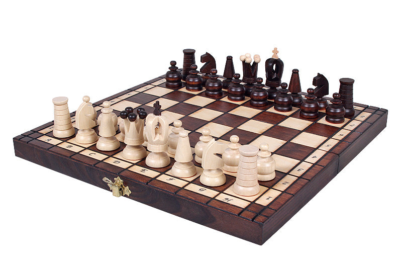 Jeu d'Echecs ROYAL MAXI en bois de charme et de hêtre, de taille moyenne (31 x 31cm) - Ensemble Complet - 053af431353b1e8273f35e335c421bea