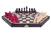 Jeu d'échecs en bois YALTA 3 Joueurs de taille moyenne (40 x 35 cm)