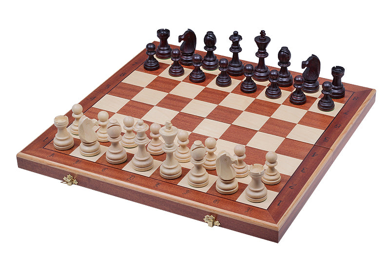Jeu d'échecs DE TOURNOI No 7 en bois de charme avec l'échiquier en marqueterie de bois d'acajou et sycomore, de grande taille (50 x 50cm) - Ensemble Complet - d15f8b4655012fbcf8acaeb5feedc639