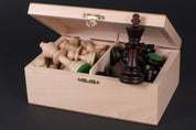 Boîte de rangement en bois foncé pour pièces d'échecs de taille 4 (un roi de 78-80 mm)