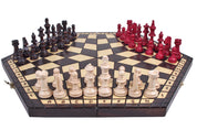 Jeu d'échecs en bois YALTA 3 Joueurs de grande taille  (54 x 47 cm)