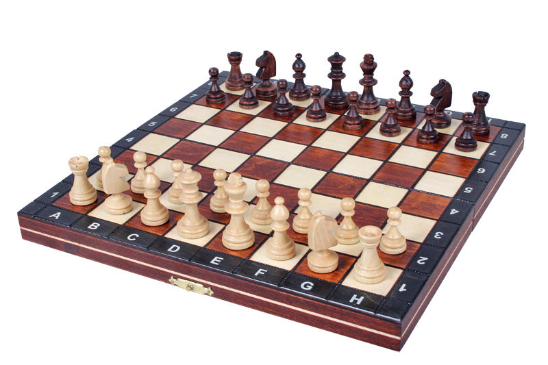 Jeu d'échecs MAGNETIQUE en bois de charme, pliant, de petite taille (27 x 27cm) - Ensemble Complet - 910ab507ddff54ffa3fc079f55706add