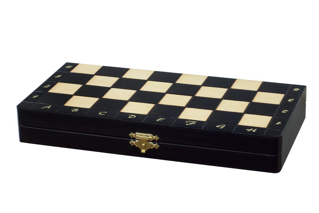 Jeu d'échecs MAGNETIQUE en bois de charme, pliant, de petite taille (28 x 28cm) - Ensemble Complet, couleur noire - 44e609dfdf1109b34ab01c97129a3f59