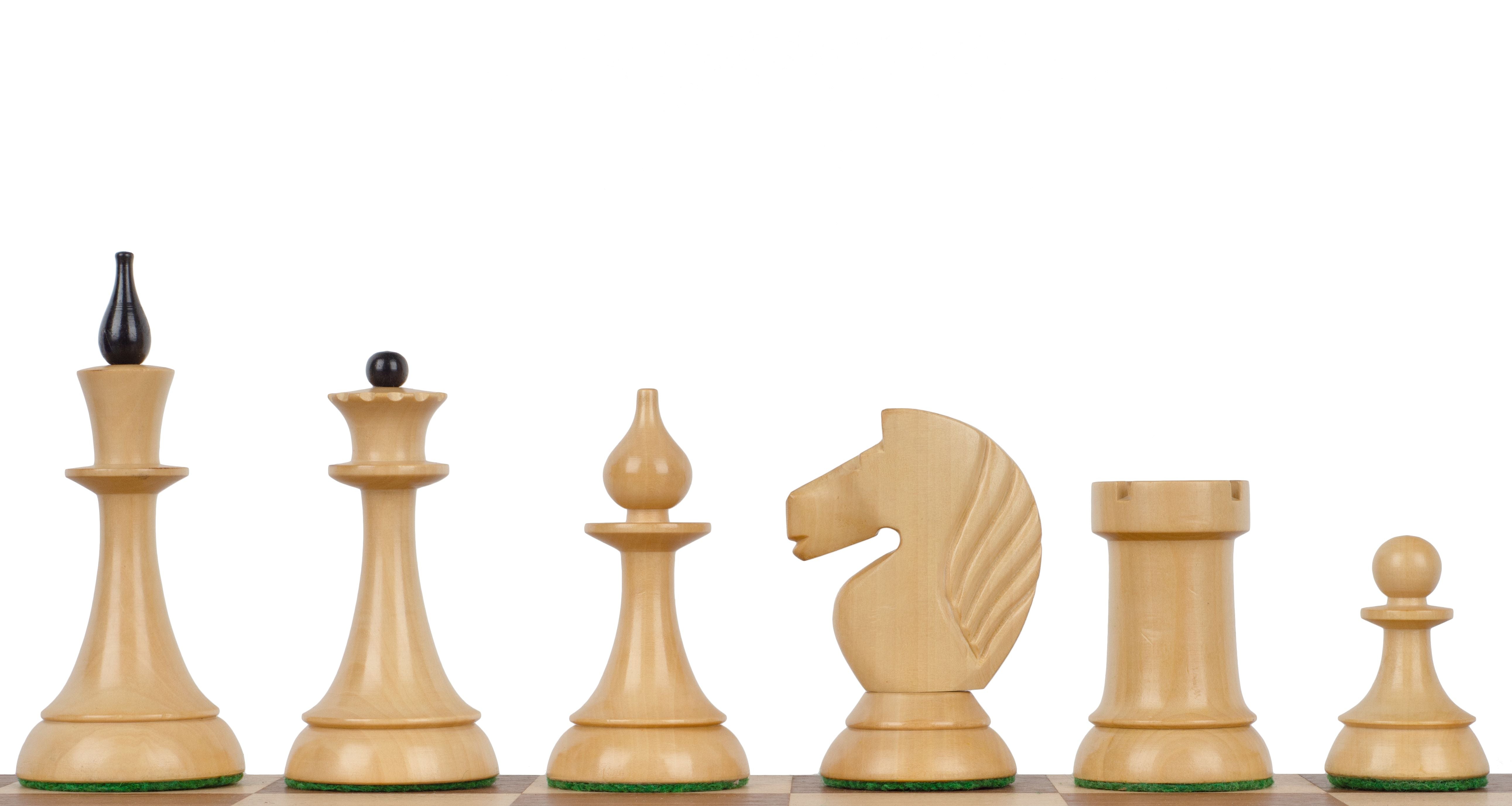 Pièces d'échecs Gambit de la Reine 1957 Ebony en bois d'ébène et buis - Taille 4,00'' - Pièces d'échecs Gambit de la Reine 1957 Ebony en bois d'ébène et buis - Taille 4,00''