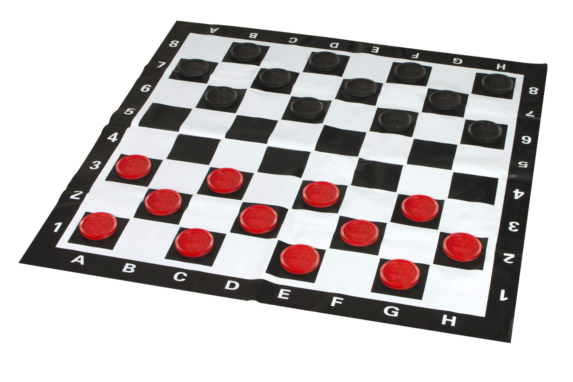 Pièces d'Echecs + Pions de Dames Jardin et extérieur / de petite taille (roi 20 cm) -  pièces d'échecs et pions de dames en plastique + échiquier en vinyle - Pièces d'Echecs + Pions de Dames Jardin et extérieur / de petite taille (roi 20 cm) -  pièces d'échecs et pions de dames en plastique + échiquier en vinyle