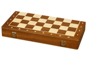 Jeu d'échecs pliant en marqueterie de bois d'acajou et d'érable - de taille 4 (38x38cm)