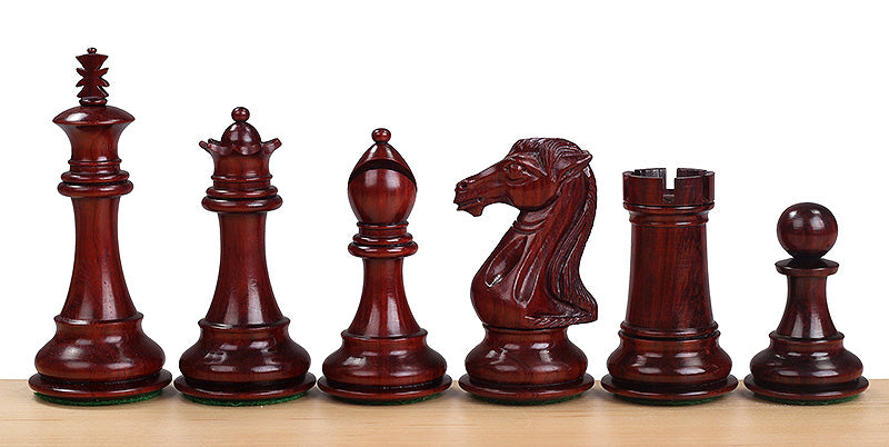Pièces d'échecs Royal Knight Redwood en bois de padouk et buis - Taille 4,00'' - 301b4ce8e0f2f8f56ba2ac15e451e415