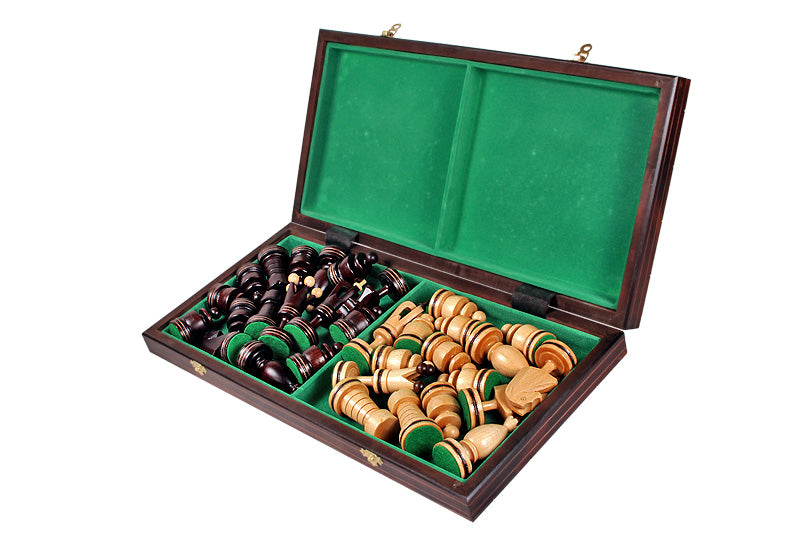 Jeu d'Echecs ROYAL avec incrustations en laiton, en bois bois de charme et de cerisier sauvage, de grande taille (50 x 50cm) - Ensemble Complet - e8bfac578be2cca455da7f571da3f1ff