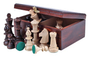 Boîte de rangement en bois foncé pour pièces d'échecs de taille 4 (un roi de 78-80 mm)