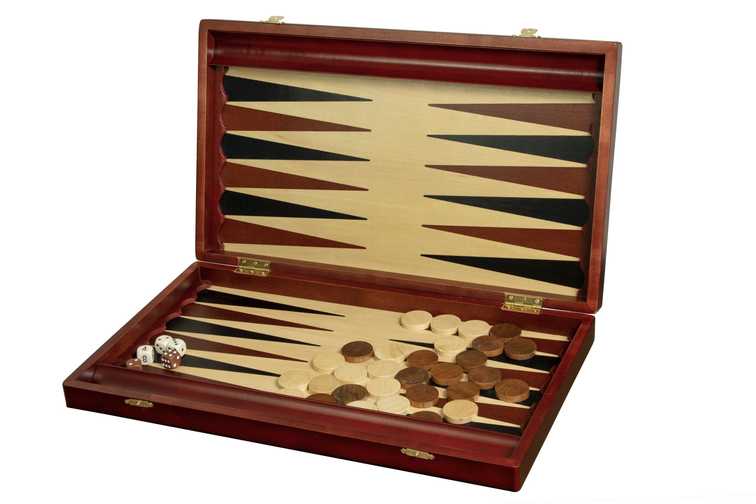 Jeu de Backgammon en bois teinté - de grande taille (48x28cm) - L'ensemble complet - 7b3882eeacb87b86ac84c3136309425f