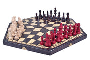 Jeu d'échecs en bois YALTA 3 Joueurs de grande taille  (54 x 47 cm)