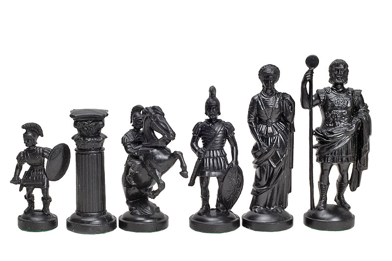 Pièces d'échecs en plastique de style Romain, de couleur crème et noire de taille 6 dans un poly-sac (roi 98 mm) - 67996399b18f6b3c4ec9e8f7e248601c