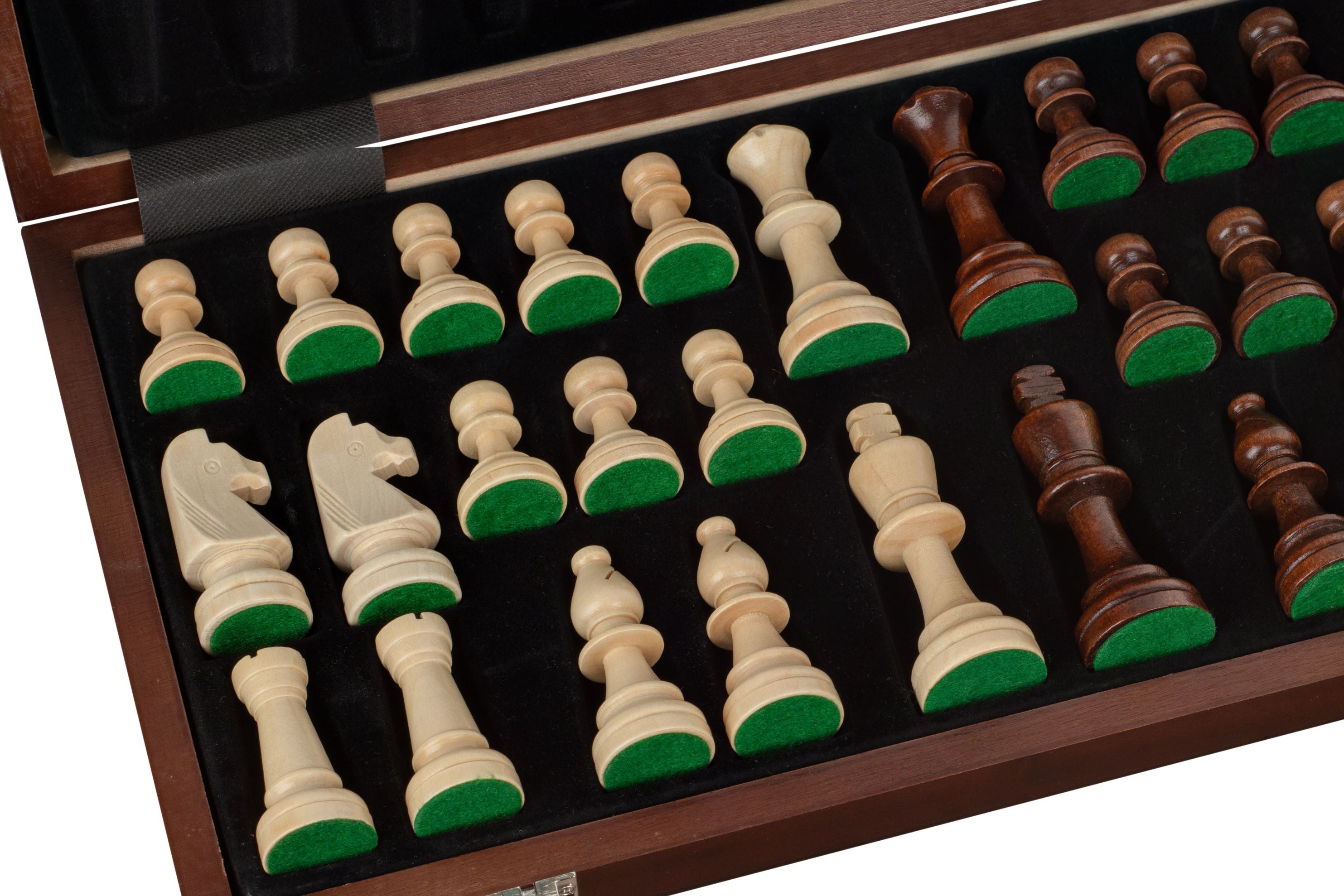 Jeu d'échecs pliant en marqueterie de bois de noyer et d'érable - de taille 5 (45x45cm) - Jeu d'échecs pliant en marqueterie de bois de noyer et d'érable - de taille 5 (45x45cm)