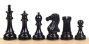 Pièces d'échecs Royal Knight Ebony en bois d'ébène et de buis - Taille 4,00''